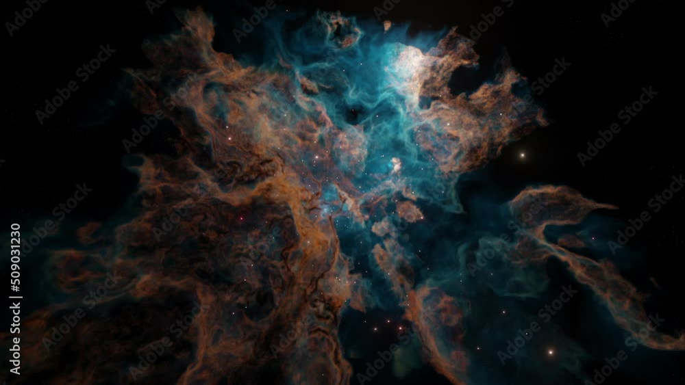 Wall mural 3d animation - zooming into a nebula.