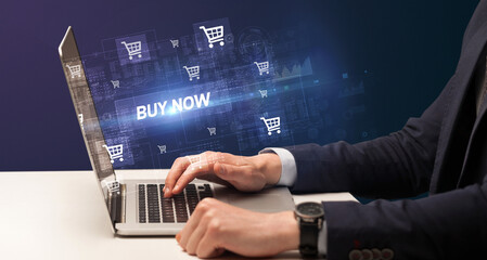 Businessman working on laptop concept