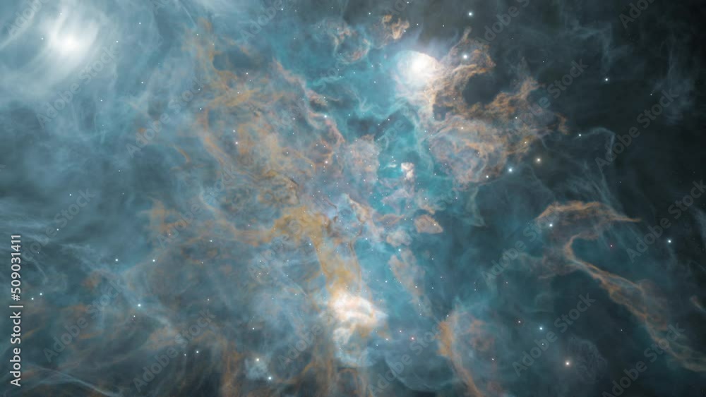 Wall mural 3d animation - zooming into a nebula.