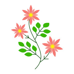 Flower plant icon, flower branch, colorful isolated on white background, vector illustration.