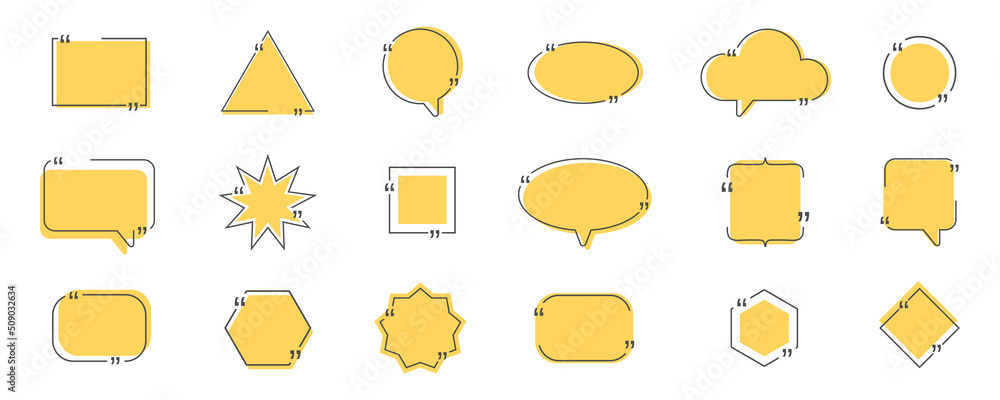 Poster quotte bubble set. line text frame. textbox template. quotation title banner. social media chat. hea