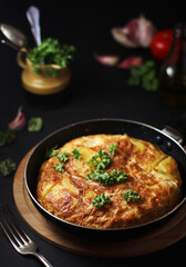 Traditional Spanish dish tortilla on the table
