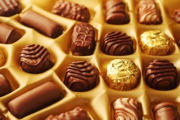 A box with praline chocolates