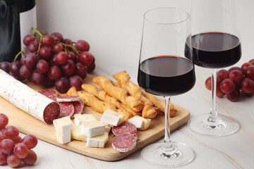 Red wine in a transparent white glass	