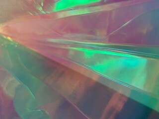 iridescent luminous synth wave vapor Laser lights green hologram background  copy space sci fi...