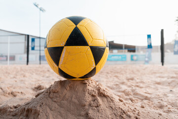 Beach soccer ball on the beach sand