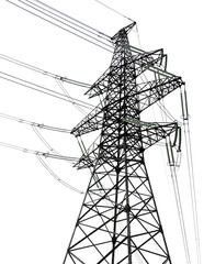 high electrical power pylon isolated on white