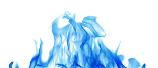 blue flame high hot sparks isolated on white