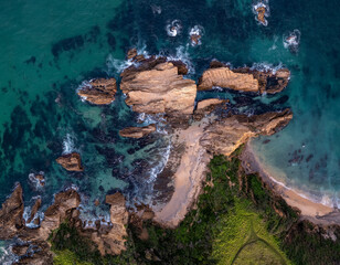 Overhead view of the rock formation at Murunna Point, Bermagui, NSW, Australia