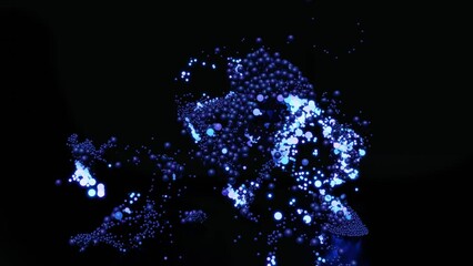 blue spheres fly in air and form pattern in 3d space. Balls light up and go out like a New Year's garland. Holiday postmodern simulation like nft style art object - Powered by Adobe