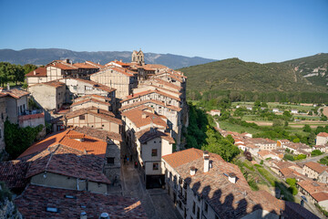 Naklejka premium view of the medieval village of Frias and its castle in Castilla, Spain
