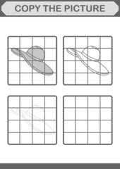 Copy the picture with Women Hat. Worksheet for kids