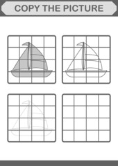Copy the picture with Sailboat. Worksheet for kids