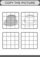 Copy the picture with Fedora Hat. Worksheet for kids