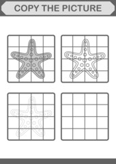 Copy the picture with Starfish. Worksheet for kids