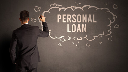 businessman drawing a cloud with inscription