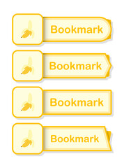 Set of colored bookmarks with Banana
