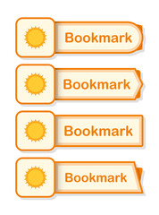 Set of colored bookmarks with Sun