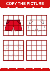 Copy the picture with Shorts. Worksheet for kids