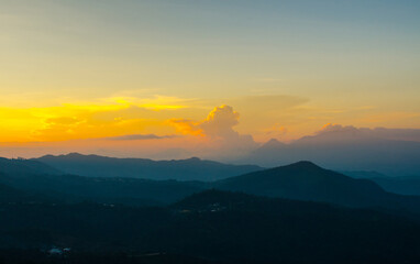 End of the day over the mountains in El Salvador