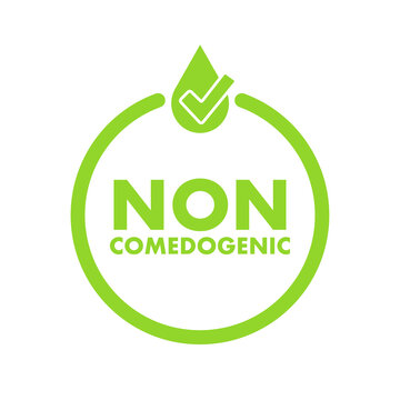 Non comedogenic green logo. Vector stock illustration