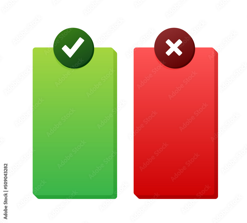 Poster dos and donts list with checkmark and cross mark. ui design. check mark icon