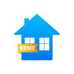 For rent house, concept. Real estate agent holds the key from the home. Template for sale, rent home. Vector illustration.