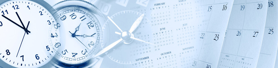 Clock faces and calendars composite banner