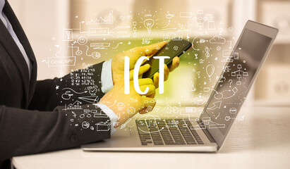 hand working on new modern computer