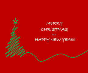 christmas card with christmas tree,merry christmas,happy new year,star