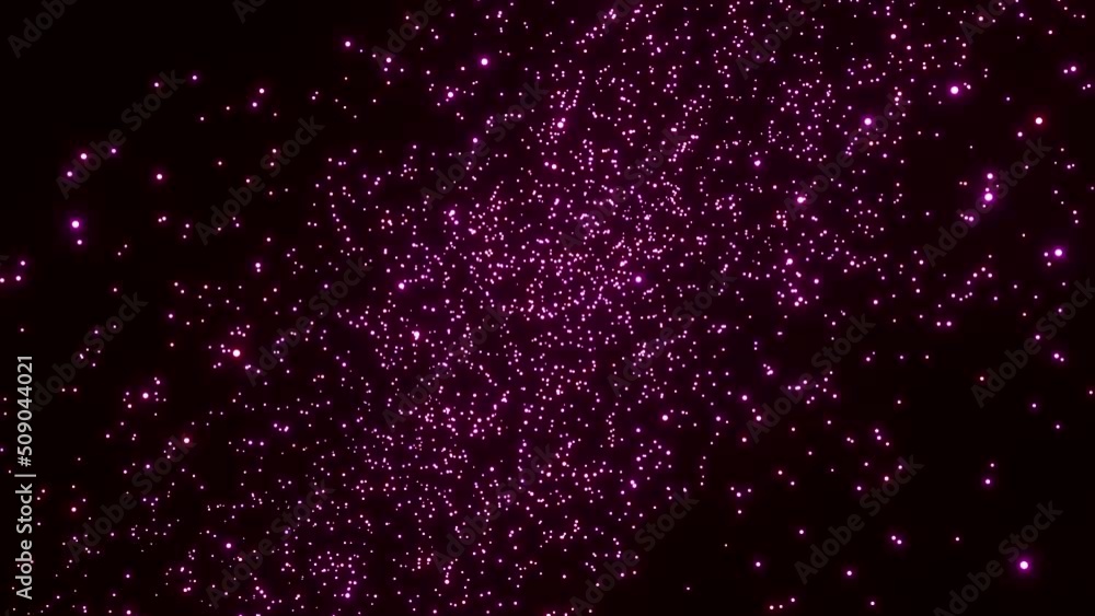 Poster black background.design.bright red and pink glitter in computer graphics moves in small particles in