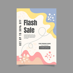Flat abstract vertical sale poster template. - Vector.