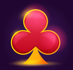 Fototapeta premium Game big card Cross. Interface elements for design of online slot machines, online casino website. Gambling, fortune and luck. Concept of suit in poker or blackjack. Cartoon flat vector illustration