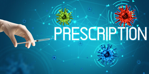 Syringe, medical injection in hand, coronavirus vaccine concept