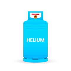 Flat helium cylinder. Metal tank with liquefied helium. Vector stock illustration.