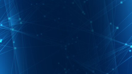 Abstract blue polygon tech network with connect technology background. Abstract dots and lines texture background. 3d rendering.
