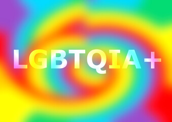 LGBTQIA+ lettering rainbow design on white background. LGBTQIA+ pride month concept
