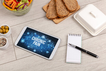 Tablet Pc with fruits, healthy concept