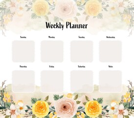 Watercolor Yellow And White Floral Weekly Planner