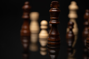 Brown and Ivory Wood Chess Pieces