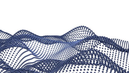 Deep Blue Mathematical Geometric Abstract Wave Dots Grid under White Lighting Background. Conceptual image of technological innovations, strategies and revolutions . 3D illustration. 3D CG.
