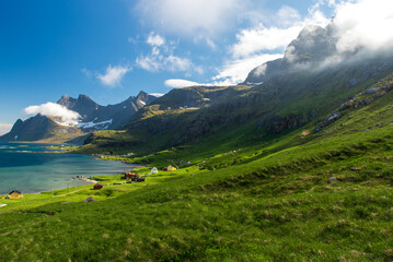Fototapeta na wymiar View of Moskenesoya Island in north Norway 