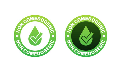 Non comedogenic green logo. Vector stock illustration