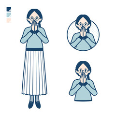 眼鏡をかけた女性が驚き不安な様子になっているイラスト