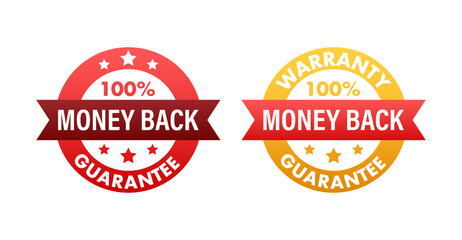 Money back guarantee. Ribbon banner. Sale tag. Sale banner badge. Vector stock illustration