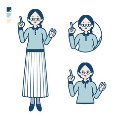 眼鏡をかけた女性が話しているイラスト