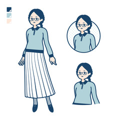 眼鏡をかけた女性がリラックスしているイラスト