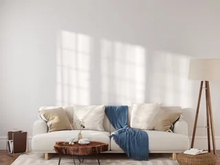 Fotobehang Per kamer Living room interior. Wall mockup. Wall art. 3d rendering   © Yuri-U