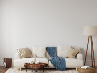 Living room interior. Wall mockup. Wall art. 3d rendering	 - 509050071
