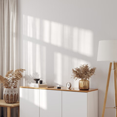 Living room interior. Wall mockup. Wall art. 3d rendering	